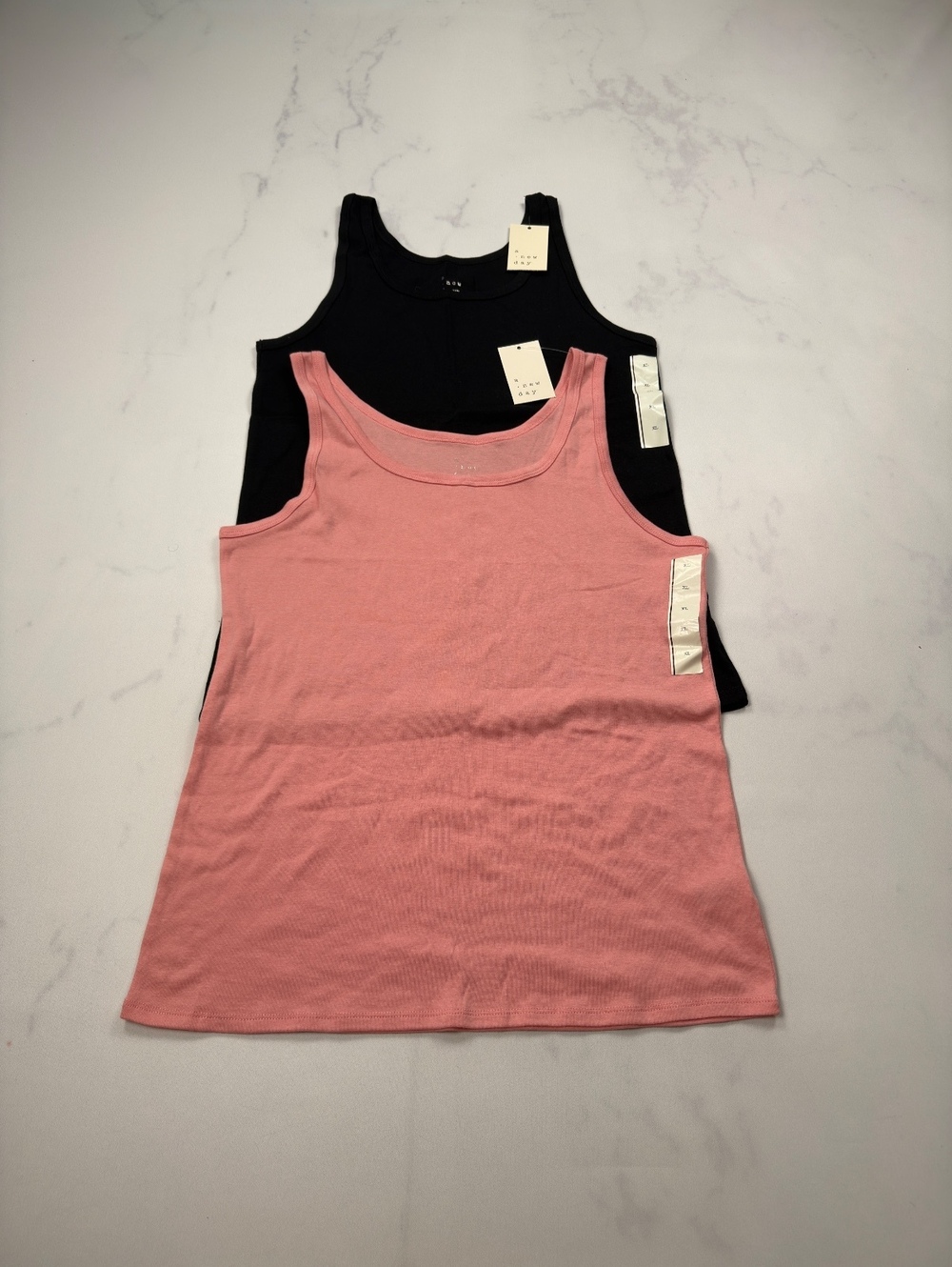 A New Day Tank Top Black Pink Scoop Neck Sleeveless 2 Pack - Womens XL NWT